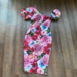 Floral ASOS Asymmetrical Midi Dress